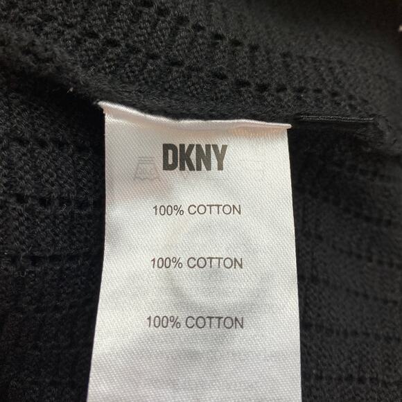 DKNY Crochet Shirt Men Size S Black Button Up Short Sleeve Preppy Festival NWT - Picture 10 of 11